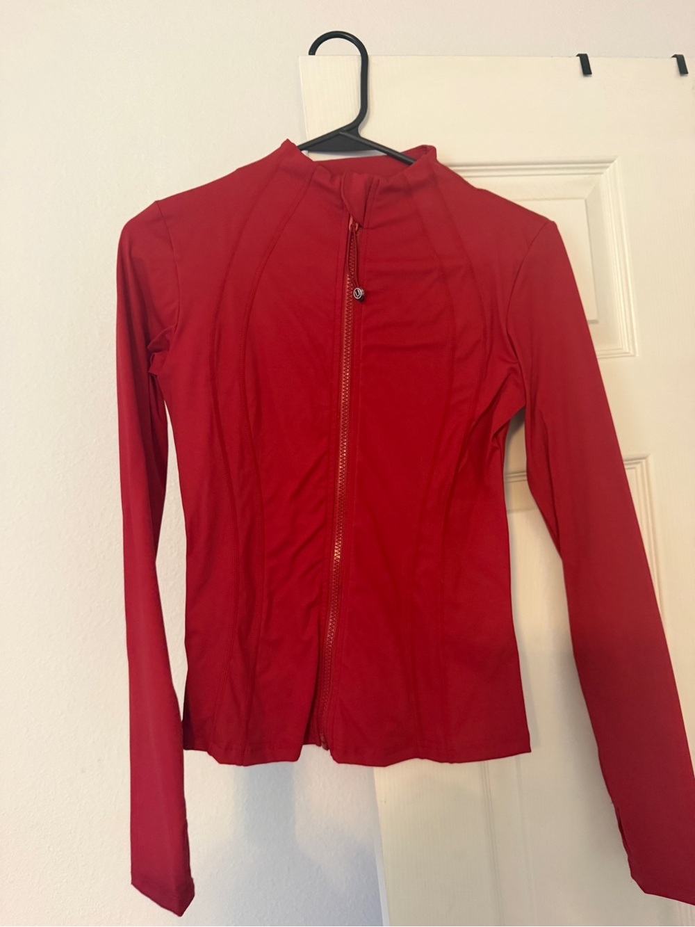 Women's Red Zip-Front Long Sleeve Top